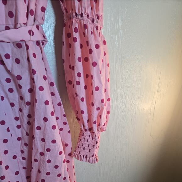 ELOQUII Maxi Shirt Dress Womens Plus 22 Polka Dot Cottagecore Tie-Waist - Picture 3 of 7